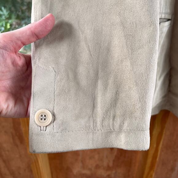 Gimo's Leatherwear Men's Italian Suede Jacket Beige Size L - Picture 8 of 13